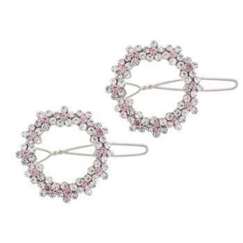Karen Marie - Crystal Floral Wreath Barrettes - Light Amethyst (Set of 2)