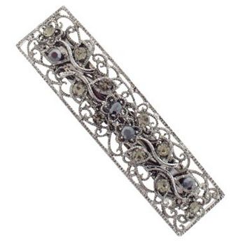 Karen Marie - Filigree Crystal Floral Vine Barrette - Smoke (1)