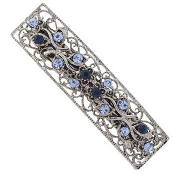 Karen Marie - Filigree Crystal Floral Vine Barrette - Sapphire (1)