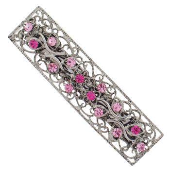 Karen Marie - Filigree Crystal Floral Vine Barrette - Rose (1)