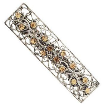 Karen Marie - Filigree Crystal Floral Vine Barrette - Golden Topaz (1)