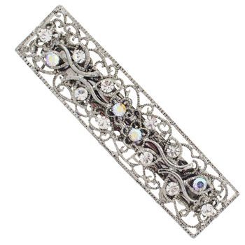 Karen Marie - Filigree Crystal Floral Vine Barrette - White (1)