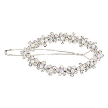 Karen Marie - Daisy Crystal Oval Barrette - White & White AB (1)
