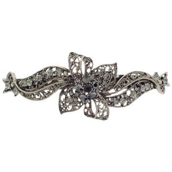 Karen Marie - Crystal Filigree Ribbon Barrette - Smoke (1)