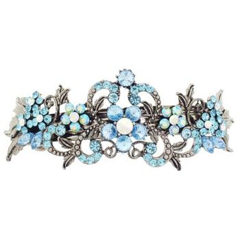Karen Marie - Crystal Filigree Flower Vine Barrette - Aqua (1)