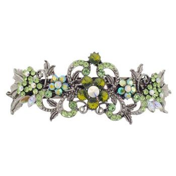 Karen Marie - Crystal Filigree Flower Vine Barrette - Peridot (1)