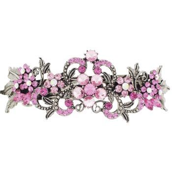 Karen Marie - Crystal Filigree Flower Vine Barrette - Pink (1)