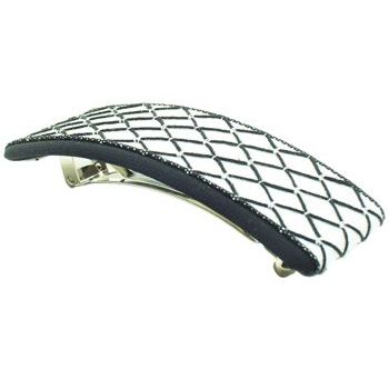Susan Daniels - Barrette - Black w/White Diamond Ribbon (1)