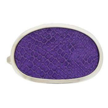 Ficcare - Soho Italian Snake Print Leather Barrette - Violet/Silver (1)