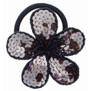 Balu - Sequin Flower Pony Tail - Milk Chocolate Brown w/Black Trim (1)