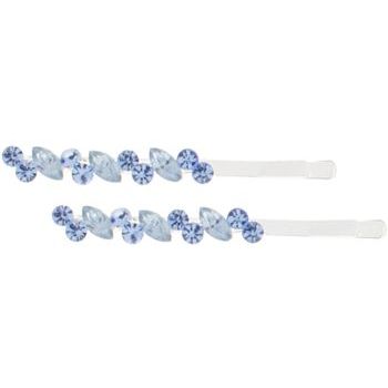 Karen Marie - Bridal Collection - Round Crystal & Leaf Bobby Pins - Blue (Set of 2)