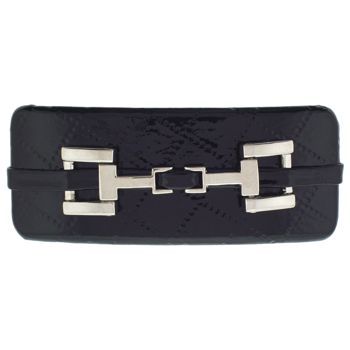 Susan Daniels - Barrette - Patent Leather - Black w/Silver Clamp (1)