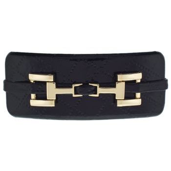 Susan Daniels - Barrette - Patent Leather - Black w/Gold Clamp (1)