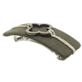Susan Daniels - Barrette - Brown Linen w/Tiger Eye Detail (1)