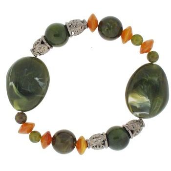 HB HairJewels - Flat Stone Beaded Bracelet - Marble Green