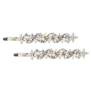 Karen Marie - Crystal Wave Bobby Pins - White (Set of 2)