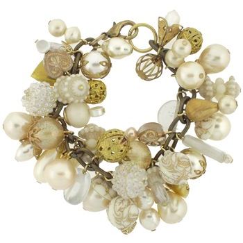 Dame Design - Small Charm - White Pearl w/Gold Accents (1)