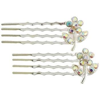 Karen Marie - Mini Crystal Daisy Bobby Comb - Opal (Set of 2)