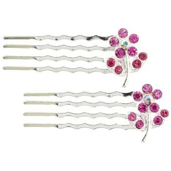 Karen Marie - Mini Crystal Daisy Bobby Comb - Rose (Set of 2)