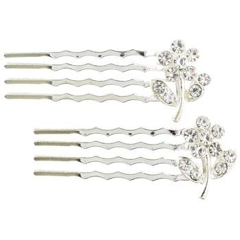 Karen Marie - Mini Crystal Daisy Bobby Comb - White Diamond (Set of 2)