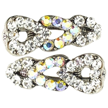 Karen Marie - Small Triple Heart Clips - White (set of 2)