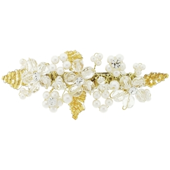 Balu - Crystal Flower & Pearl Barrette - Gold (1)