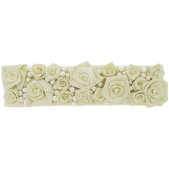 Balu - Rosette Flowers & Pearls Barrette - Ivory (1)