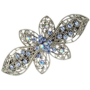 Karen Marie - Ornate Filigree Barrette - Light Blue Sapphire (1)