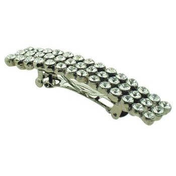 Stacey Lapidus - Crystal French Barrette - Small Gun Metal/White Crystal (1)