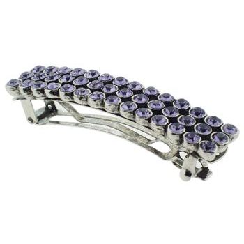 Stacey Lapidus - Crystal French Barrette - Large Gun Metal/Tanzanite (1)