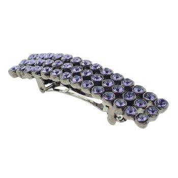 Stacey Lapidus - Crystal French Barrette - Small Gun Metal/Tanzanite (1)