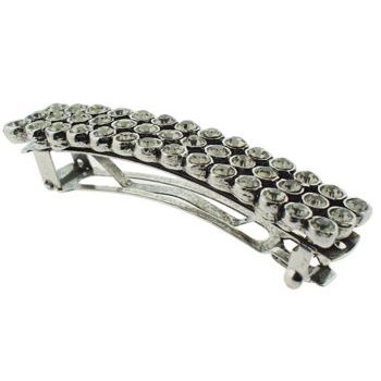 Stacey Lapidus - Crystal French Barrette - Large Gun Metal/Black (1)