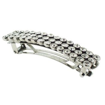 Stacey Lapidus - Crystal French Barrette - Large Gun Metal/White Crystal (1)