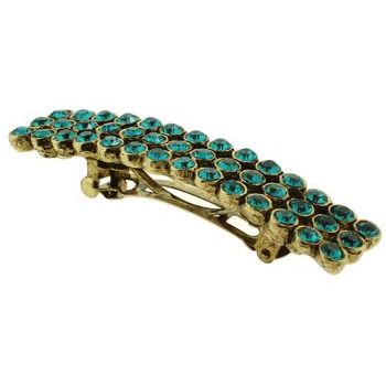 Stacey Lapidus - Crystal French Barrette - Small Antique Gold/Blue Zirconium (1)