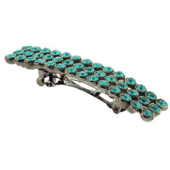 Stacey Lapidus - Crystal French Barrette - Small Gun Metal/Blue Zirconium (1)