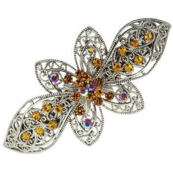 Karen Marie - Ornate Filigree Barrette - Amber