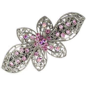 Karen Marie - Ornate Filigree Barrette - Rose (1)