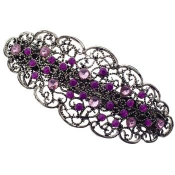 Karen Marie - Crystal Filigree Lace Barrette - Amethyst (1)