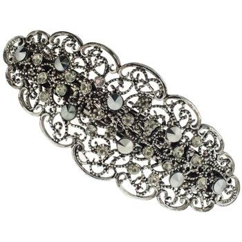Karen Marie - Crystal Filigree Lace Barrette - Smoke (1)