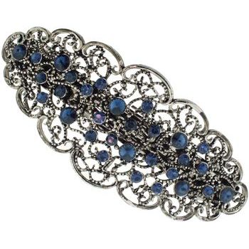 Karen Marie - Crystal Filigree Lace Barrette - Sapphire (1)