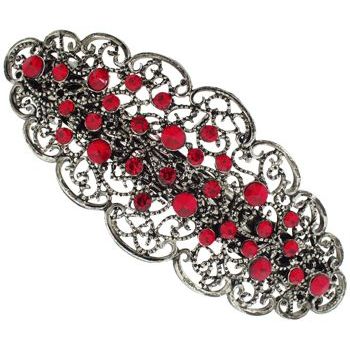 Karen Marie - Crystal Filigree Lace Barrette - Red (1)