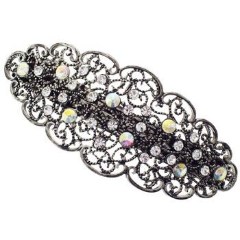 Karen Marie - Crystal Filigree Lace Barrette - White (1)