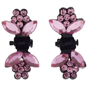 Karen Marie - Tiny Crystal Daisy Claw - Rose (Set of 2)