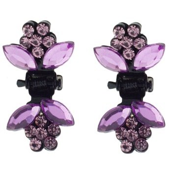 Karen Marie - Tiny Crystal Daisy Claw - Lavender (Set of 2)
