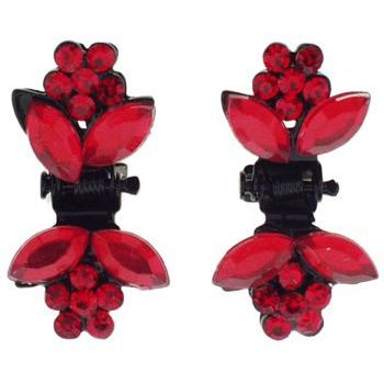 Karen Marie - Tiny Crystal Daisy Claw - Ruby (Set of 2)