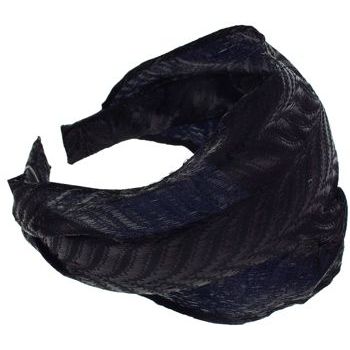 Dana Tag - Glossy Striped Wave Scarf Headband - Black