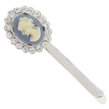 Alex and Ani - White Cameo w/Crystals on Wide Silver Bobby - Blue (1)