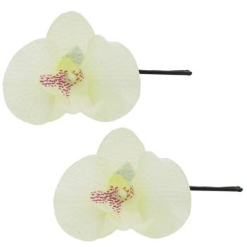 Karen Marie - Le Fleur Collection - Phalaenopsis Orchid Bobby Pins - Cream (2)
