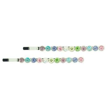 Karen Marie - Large Crystal Bobby Pins - Rainbow (Set of 2)