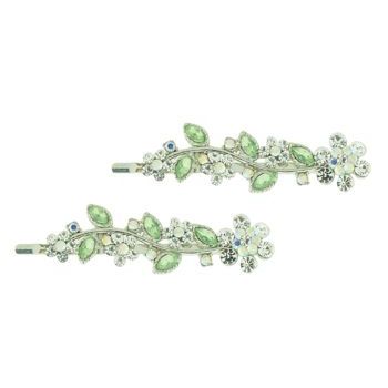 Karen Marie - White Crystal Flower Bobby Pins (2)